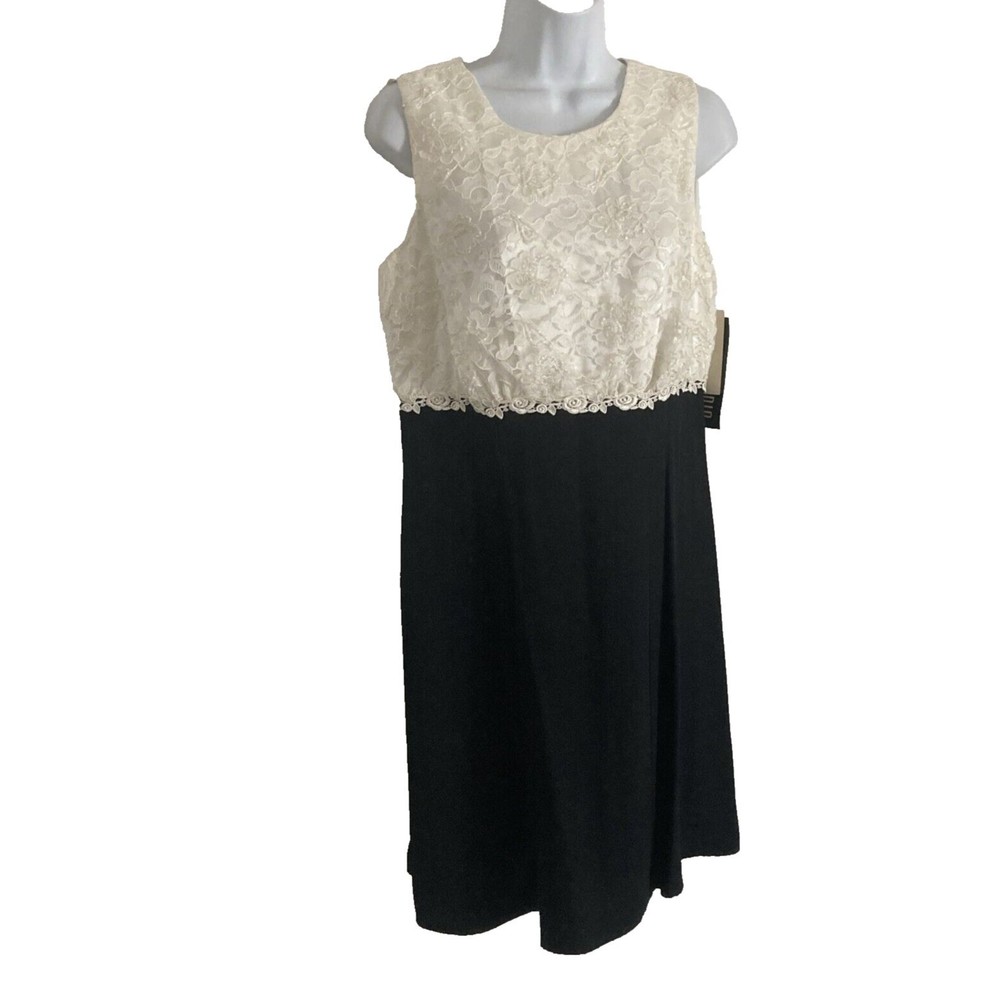 Vtg 90s Byer Studio California Shift Dress Sz 10 Black Cream Beaded Lace USA NWT